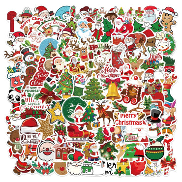 10/50/100pcs Cute Christmas Santa Claus Graffiti Stickers DIY Window Refrigerator Laptop Phone New Year Gift Decoration Sticker (ONLINE ORDER ONLY)