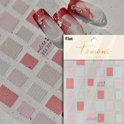 French Style Colorful Square Grid Rhombus Stripe Bowknot Line 3D Self Adhesive Nail Art Stickers Shiny Rhinestone Manicure Decal (Online Order Only)