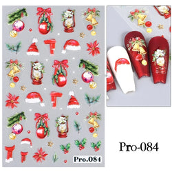 Cute Deer Christmas Nail Stickers 5D Embossed Elk Star Gingerbread Man Snowflake Santa Claus Holly DIY Winter Engraved Manicure* (ONLINE ORDER ONLY)