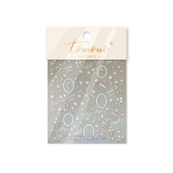 Retro Border Colourful Pink Purple Tulip Flower Bouquet Garden Fragrant 5D Soft Relief Adhesive Nail Art Sticker Manicure Decals (ONLINE ORDER ONLY)