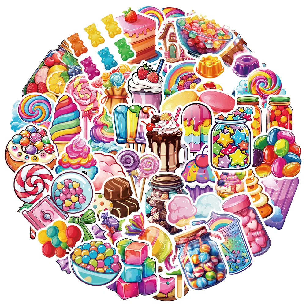 Cartoon Candy Graffiti Stickers for Suitcase, Skateboard, Laptop, Phone, Car - 10/30/50pcs (ONLINE ORDER ONLY)