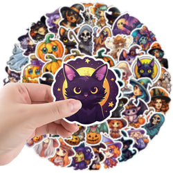 10/30/50/100/200pcs Cool Cartoon Halloween Witch, Pumpkin, Ghosts, and more Sticker Packs (Online Order Only)