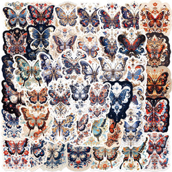 50pcs Retro Cartoon Butterfly Aesthetic Stickers Vinyl Laptop Decals For Luggage Water Bottle Notebook Phone Waterproof Graffiti (ONLINE ORDER ONLY)