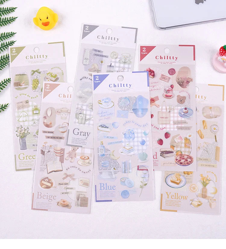 2pcs Japanese Cute Bear Strawberry Flower Landscaping Stickers Scrapbooking Junk Journal Planner Collage Material Stationery (ONLINE ORDER ONLY)