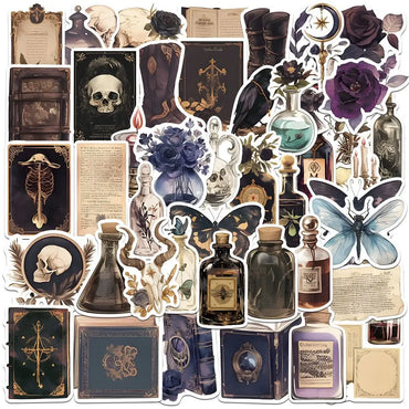 10/50/100pcs Vintage Gothic Dark Pharmacist Poison Bottle Stickers Aesthetic Anime Decals Laptop Notebook Phone Graffiti Sticker (ONLINE ORDER ONLY)