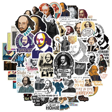 William Shakespeare Vinyl Stickers Pack for Laptop, Car, Fridge, Snowboard, Luggage (ONLINE ORDER ONLY)