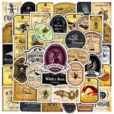 10/30/50Pcs Cool Skull Poison Potion Sticker Label DIY Stationery Car Guitar Motorcycle Luggage Suitcase Graffiti Sticker Decal (Online Order Only)
