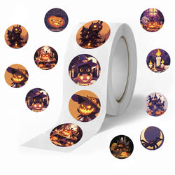 500Pcs/roll Halloween Pumpkin Sticker Kawaii Cartoon Kids Reward Stickers Gift Decoration Decals Toys (ONLINE ORDER ONLY)