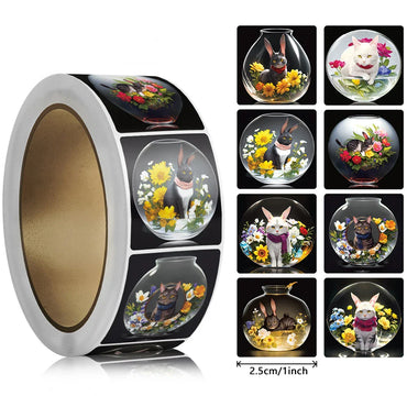 100-500pcs Cartoon Cat Stickers Square Adhesive Labels For Kids Children Teacher Prize Business Gift Wraps Decorative Stickers (ONLINE ORDER ONLY)