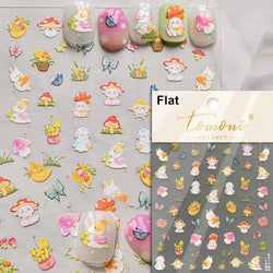 Cute Bowknot Dog Puppy Bear Strawberry Cake Fruit Juice Coffee Desserts Corgi Cherry Adhesive Nail Art Stickers Manicure Decals (ONLINE ORDER ONLY)