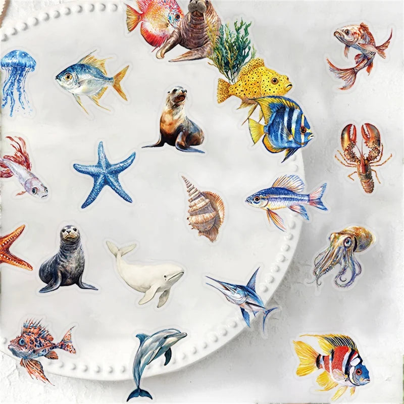 50PCS Cartoon Sea World PET Sticker Aesthetic Decoration Scrapbooking Stationery DIY Hand Accounting Supplies for Kids (ONLINE ORDER ONLY)