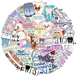 Cartoon Tooth Dental Stickers 10/30/50Pcs for Laptop Snowboard Car Fridge DIY Vinyl (ONLINE ORDER ONLY)