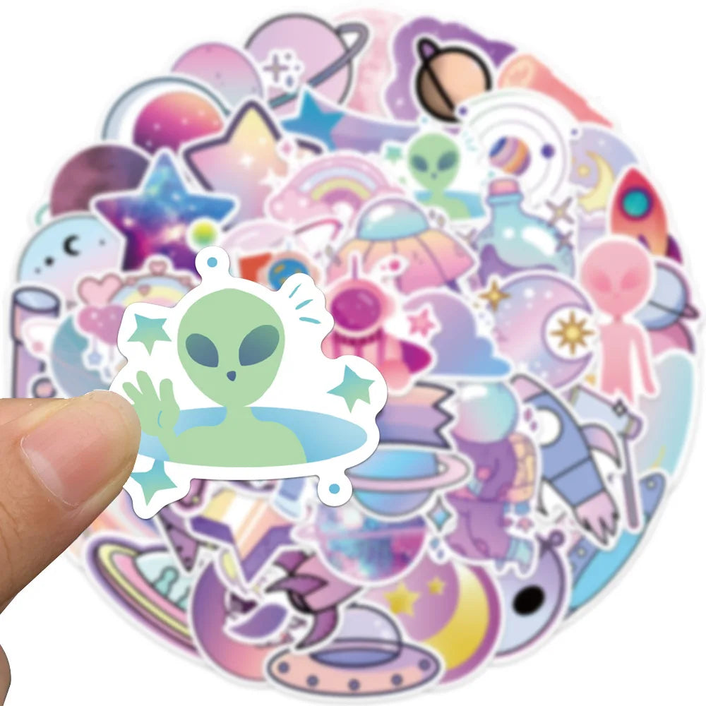 10/30/50PCS Cute Cartoon Dream Gradient Planet Outer Space Stickers For Kids Motorcycle Phone Fridge Notebook Wall Decals Toys (ONLINE ORDER ONLY)