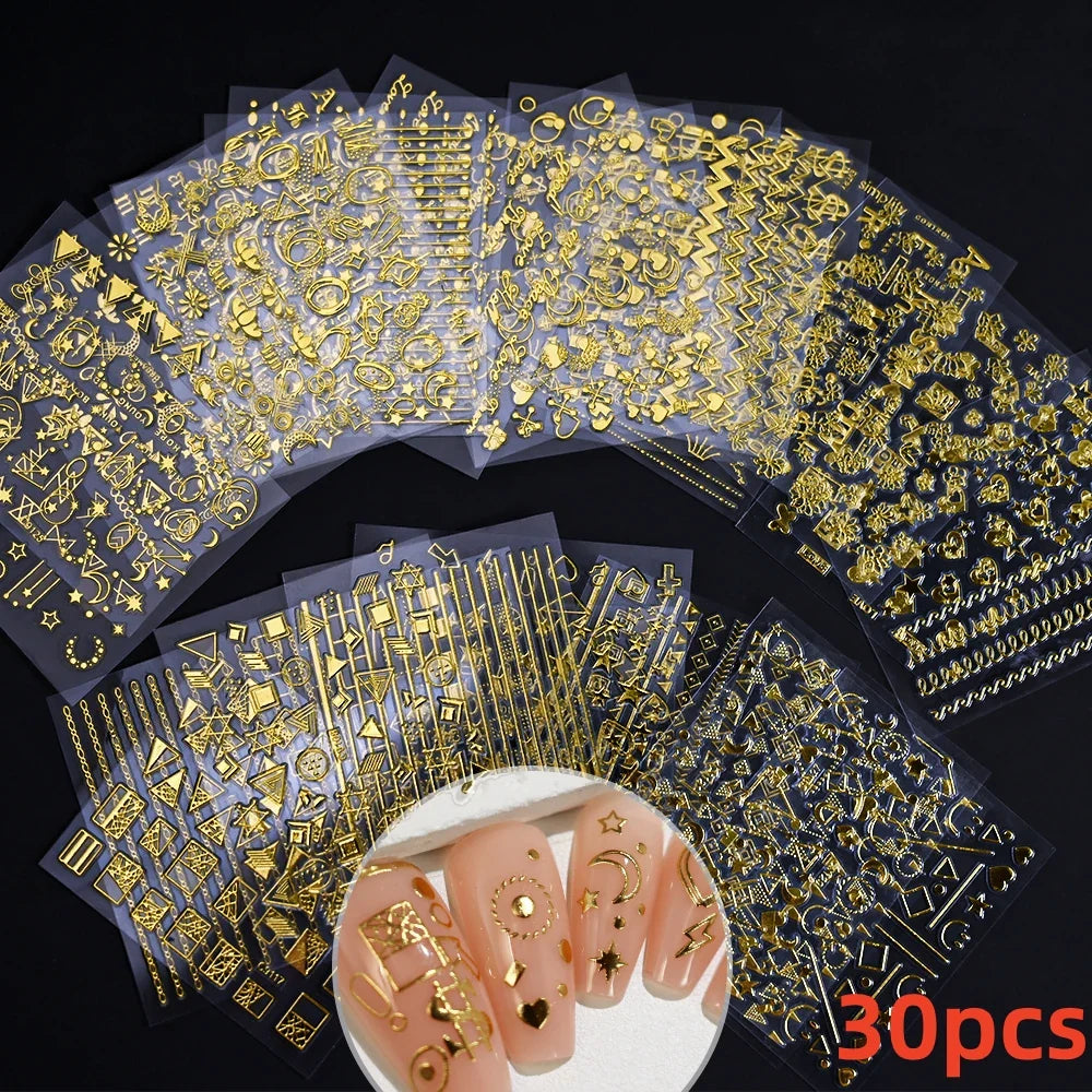 30pcs Black Flowers Nail Art Stickers 3D Self Adhesive Daisy Floral Nail Tips Design Decals Manicure Supplies For Women & Girls* (ONLINE ORDER ONLY)