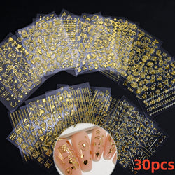 30pcs Black Flowers Nail Art Stickers 3D Self Adhesive Daisy Floral Nail Tips Design Decals Manicure Supplies For Women & Girls* (ONLINE ORDER ONLY)