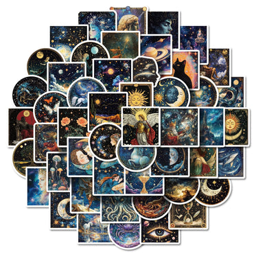10/50pcs Cool Space Universe Mythology Galaxy Starry Graffiti Stickers DIY Phone Laptop Notebook Suitcase Waterproof Sticker Toy (Online Order Only)