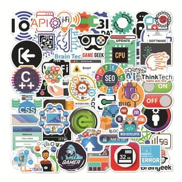10/50Pcs Programmer Internet Java Stickers Geek Php Docker Html Bitcoin Programming Language For Phone Laptop Car Toy Decals (Online Order Only)