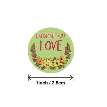 100-500pcs Handmade With Love Kraft Paper Stickers Round Adhesive Labels Baking Wedding Decoration Party Decoration Sticker (Online Order Only)