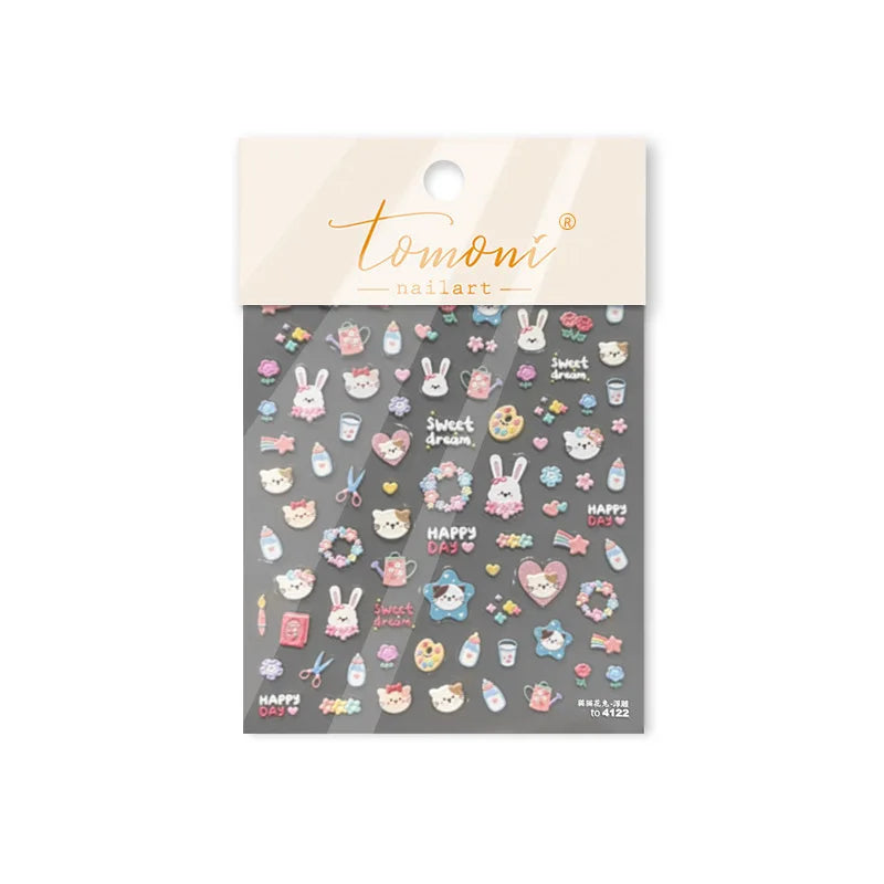 Bunny Love Heart Rabbit Nurse Cut Wound Bowknot Pill Flower Medicine Treatment Self Adhesive Nail Art Stickers Manicure Decals (ONLINE ORDER ONLY)