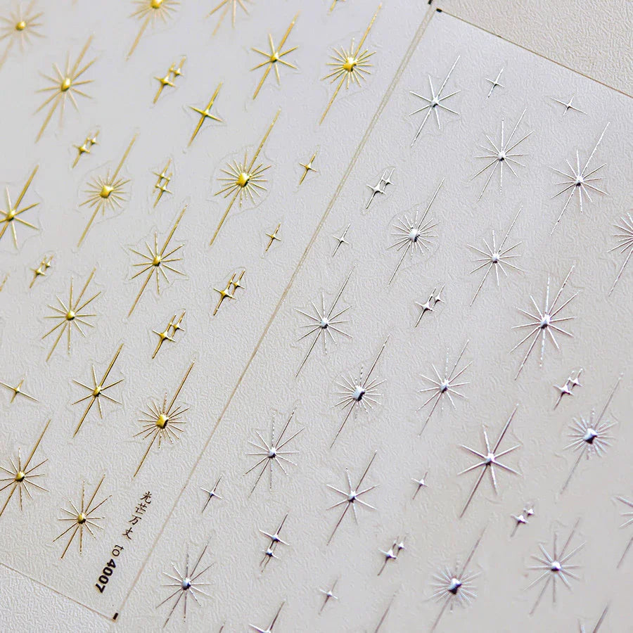 Gold Silver Star Laser Pink Colorful Glitter Starlight Sparkle Rhinestones Relief Nail Art Decorations Stickers Manicure Decals (ONLINE ORDER ONLY)