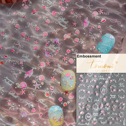 Colourful Ray Jellyfish Otter Cat Mermaid Octopus Starfish Bubbles Conch Shell Bowknot Summer Marine Nail Art Stickers Decals (ONLINE ORDER ONLY)