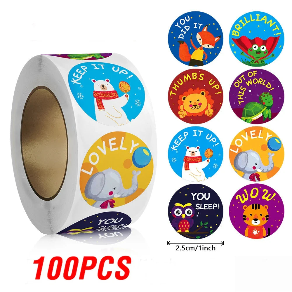 100-500pcs Cute Animal Panda Stickers for Envelope Praise Reward Student Work Label Stationery Seal Lables 1inch/2.5cm (ONLINE ORDER ONLY)