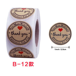 50-500pcs Round Natural Kraft Handmade Thank You Stickers Scrapbooking For Gift Baking Package Adhesive Sticker Seal Labels (ONLINE ORDER ONLY)