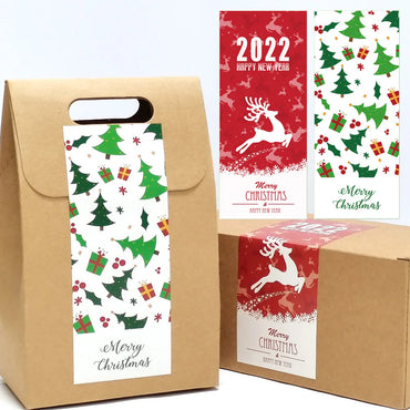 30Pcs 6X15cm Merry Christmas Stickers 3 Style Red Green Christmas Decorative Sticker Wrapping Gift Box Label Christmas Tag (ONLINE ORDER ONLY)