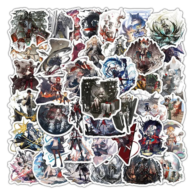 50pcs Arknights Anime Stickers for Laptop, Phone, Car, Scooter, Suitcase, Water Bottle, Stationery, Refrigerator (Online Order Only)