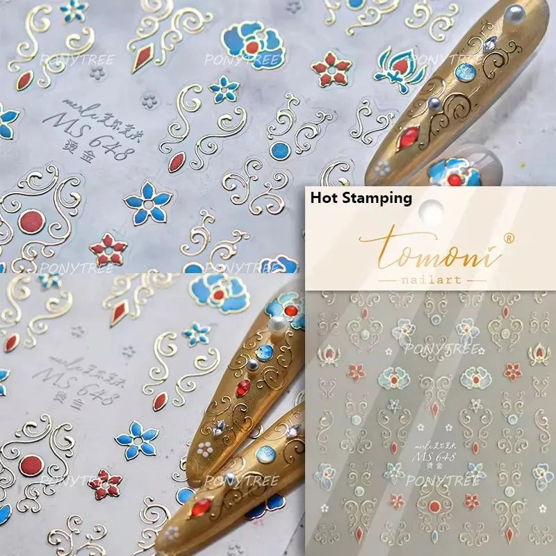 Hot Stamping Pearl Mahjong Get Rich Winning Card Bowknot Self Adhesive Nail Art Stickers Character Photo Frame Manicure Decals (Online Order Only)