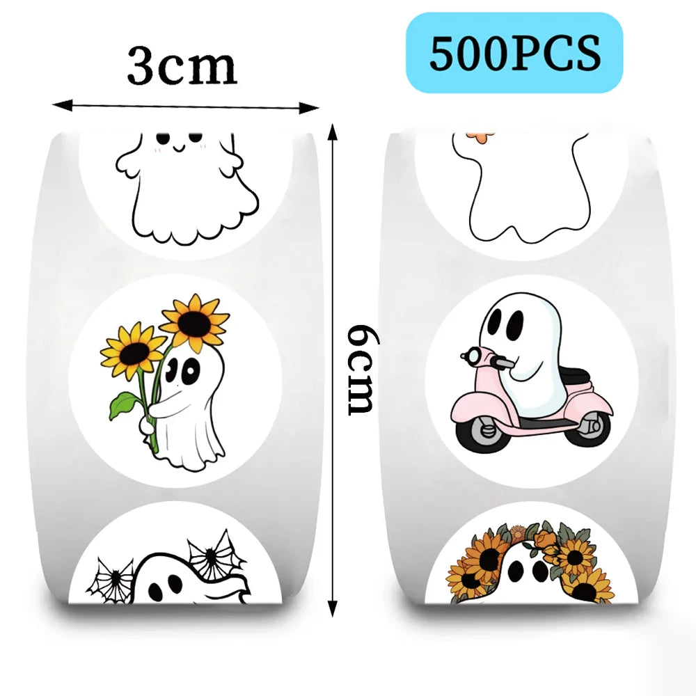 500pcs Cute Ghost Stickers Roll Cute Reward Encourage Stickers for School Teacher Kids Student Stationery Toys (ONLINE ORDER ONLY)