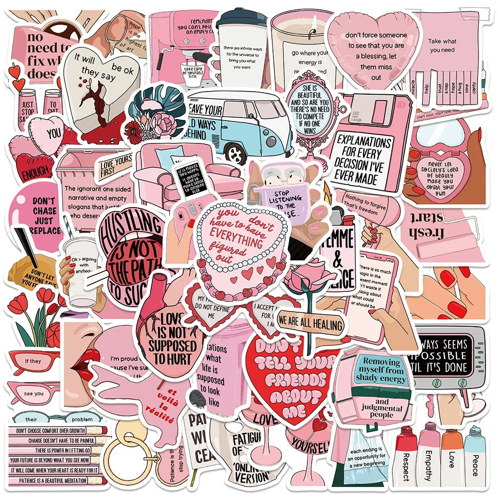 50PCS Self Motivation Vinyl Stickers for Fridge, Laptop, Motorcycle, Diary, Car, Gift (ONLINE ORDER ONLY)