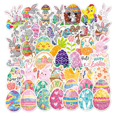10/30/50/100PCS Cute Easter Egg Rabbit Holographic Laser Cartoon Stickers DIY Phone Notebook Laptop Luggage Fridge Decals Toys (Online Order Only)