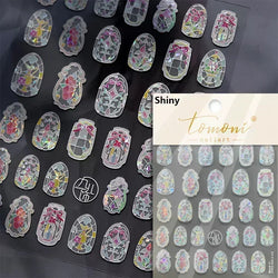 Dark Sword Coiled Snake Cross Butterfly Wing Starburst Starlight Gothic Reptile Animals Nail Art Sticker Festival Manicure Decal (ONLINE ORDER ONLY)