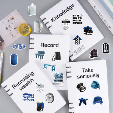 30Pcs Blue Time Cartoon Aesthetic Stickers Cute Decal For Computer Laptop Phone Luggage Graffiti Sticker Toy (ONLINE ORDER ONLY)