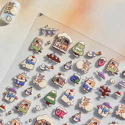 Cat House Snow Tree Window Fish Star Shiny Snowman Duck 5D Self Adhesive Nail Art Stickers Hat Apple Rhinestone Manicure Decals (ONLINE ORDER ONLY)