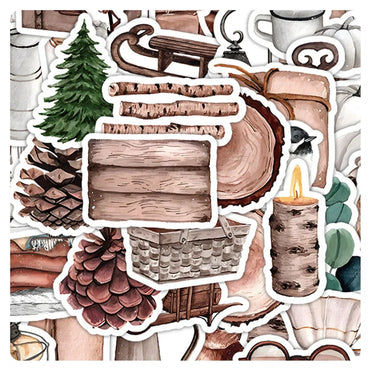 Vintage Forest Cute Stickers Set: Art Cartoon Decals for Scrapbook, Laptop, Phone, Suitcase (Online Order Only)