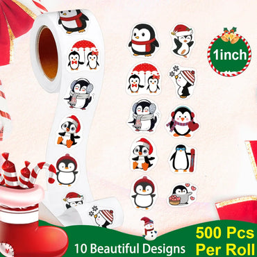 100-500pcs Penguin Christmas Stickers Thank You Sticker DIY Gift Baking Package Decoration Lables Scrapbooking Stationery (Online Order Only)