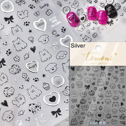Cute Cat Eye Fishbone Animals Leopard Cat Ginger Cat Kitten Exclamation Point Paw Self Adhesive Nail Art Sticker Manicure Decals (ONLINE ORDER ONLY)