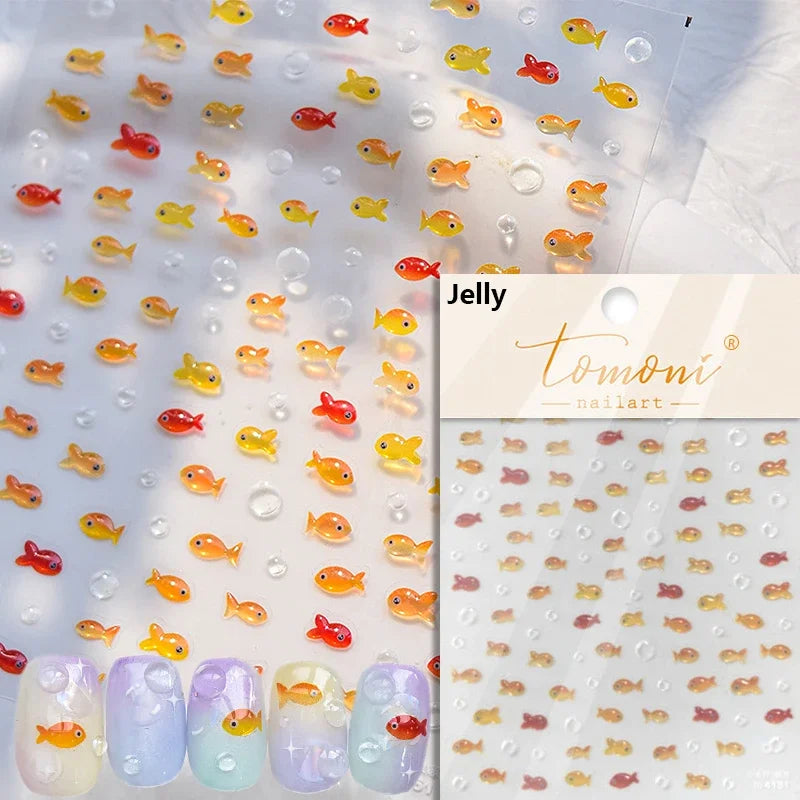 Summer Beach Dreamy Water Bubble Mermaid Shell Conch Starfish Jellyfish Soft Relief Decoration Nail Art Stickers Manicure Decals (ONLINE ORDER ONLY)