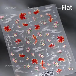 Pink Lotus Flower Red Gold Koi Carp Fish Tail Fancy Carp Self Adhesive Nail Art Decorations Stickers Manicure Decals Wholesale (ONLINE ORDER ONLY)