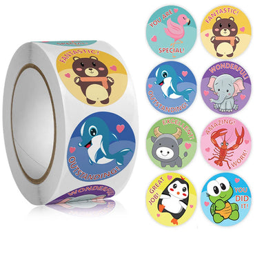 100-500pcs Round Cartoon Toys Animal stickers for kids Teacher Reward Encourage Sticker Office Stationery for children (ONLINE ORDER ONLY)
