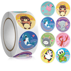 100-500pcs Round Cartoon Toys Animal stickers for kids Teacher Reward Encourage Sticker Office Stationery for children (Online Order Only)