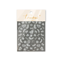 Cute 3D White Rose Flower Lace Bud Silk Bowknot Butterfly Dreamy Shiny Relief Chic Self Adhesive Nail Art Sticker Manicure Decal (ONLINE ORDER ONLY)