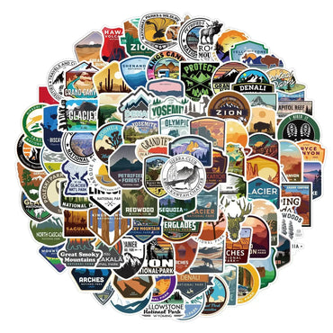 10/50/100PCS USA National Park Landscape Stickers Adventure Nature Hiking Camping Travel Sticker DIY Suitcase Car Luggage Decals (ONLINE ORDER ONLY)