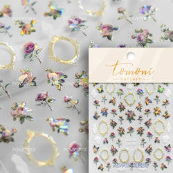 Gold Silver Line Irregular Shape Shiny Rhinestone 5D Bronzing Soft Relief Self Adhesive Nail Art Stickers Nail Decoration Decals (ONLINE ORDER ONLY)