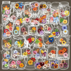 Vintage Clear Bottle Plant Flower Stickers Set - Planner, Scrapbooking, Aesthetic Labels (Online Order Only)
