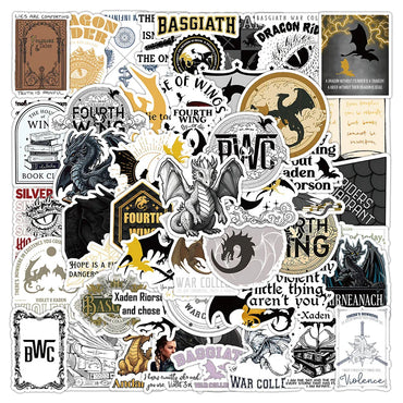 10/30/50/100pcs Cool Novel Fourth Wing Stickers Anime Decals Skateboard Laptop Motorcycle Phone Helmet Waterproof Sticker Toys (Online Order Only)