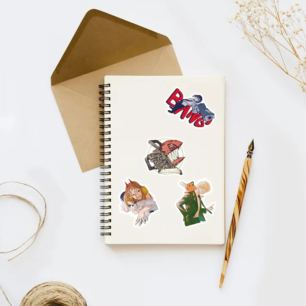 10/30/50PCS Chainsaw Man Stickers Cool Animation Decals Cool Cartoon Toy Luggage Fridge Laptop Guitar Bike Skateboard Sticker (ONLINE ORDER ONLY)