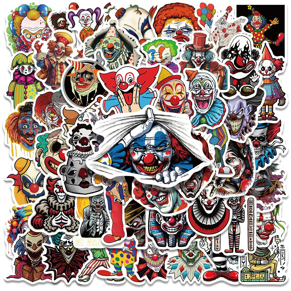 50PCS Circus Clown Stickers Vintage Aesthetic Graffiti Decals Scrapbook Car Bottle Gift (Online Order Only)